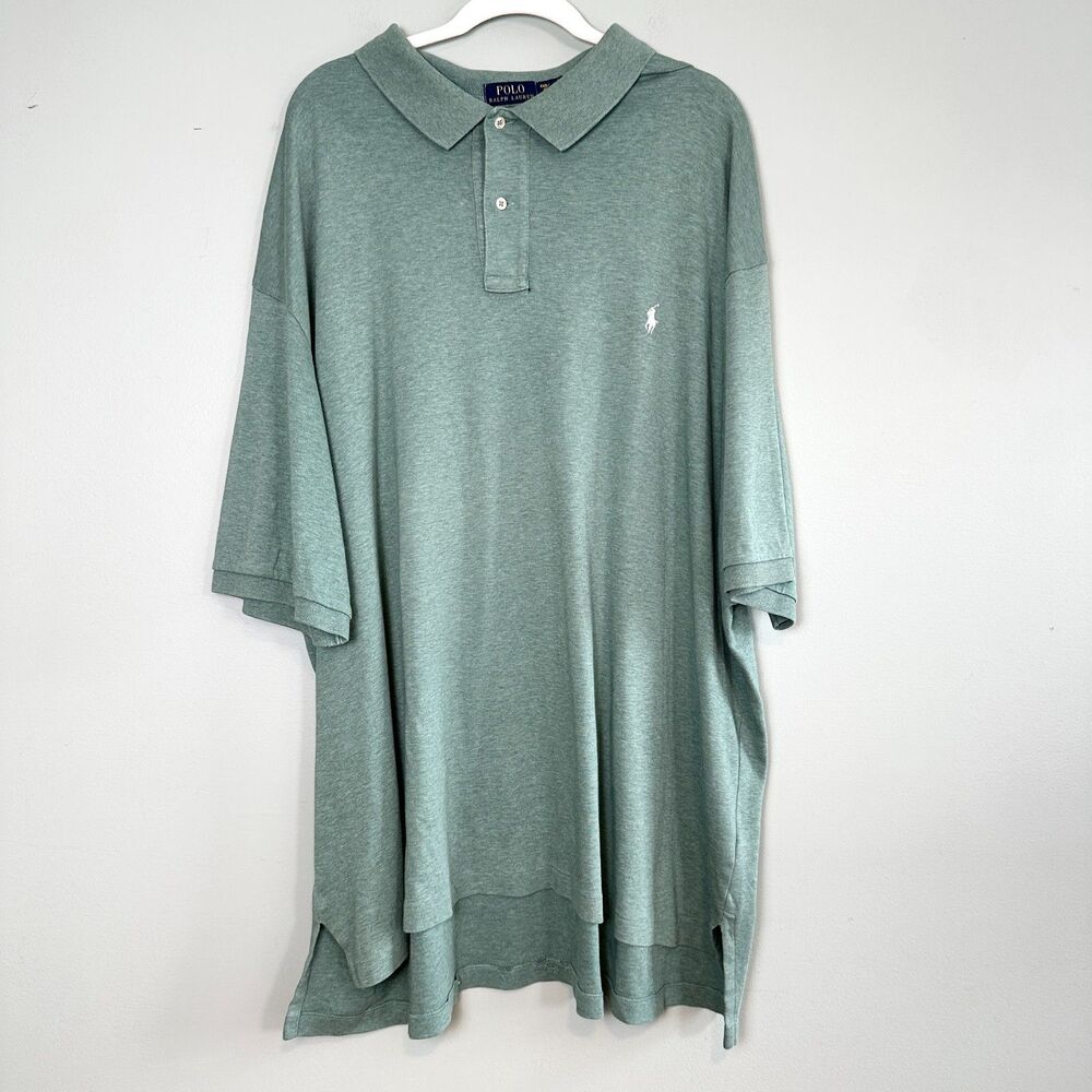 Polo Ralph Lauren Polo Shirt Mens 4XB Green Short Sleeve Cotton Pony Logo SEE